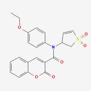 molecular formula C22H19NO6S B2572130 N-(1,1-二氧化-2,3-二氢噻吩-3-基)-N-(4-乙氧苯基)-2-氧代-2H-色烯-3-甲酰胺 CAS No. 863021-06-1