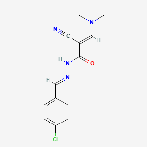 molecular formula C13H13ClN4O B2572137 N'-[(4-氯苯基)亚甲基]-2-氰基-3-(二甲氨基)丙烯酰肼 CAS No. 343375-99-5