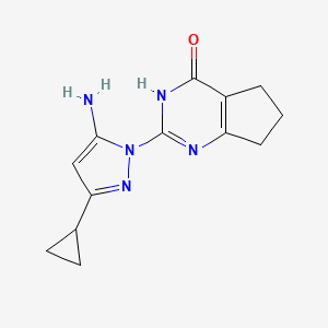 molecular formula C13H15N5O B2572148 2-(5-amino-3-cyclopropyl-1H-pyrazol-1-yl)-6,7-dihydro-3H-cyclopenta[d]pyrimidin-4(5H)-one CAS No. 1206997-30-9