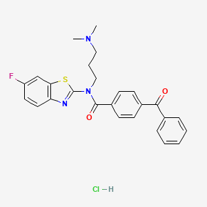 molecular formula C26H25ClFN3O2S B2572157 4-benzoyl-N-(3-(dimethylamino)propyl)-N-(6-fluorobenzo[d]thiazol-2-yl)benzamide hydrochloride CAS No. 1215586-20-1