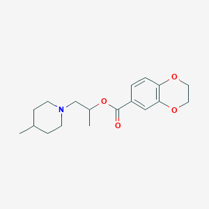 molecular formula C18H25NO4 B257216 1-(4-Methylpiperidin-1-yl)propan-2-yl 2,3-dihydro-1,4-benzodioxine-6-carboxylate 