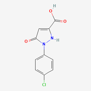 molecular formula C10H7ClN2O3 B2572162 1-(4-chlorophenyl)-5-oxo-2,5-dihydro-1H-pyrazole-3-carboxylic acid CAS No. 1020253-87-5