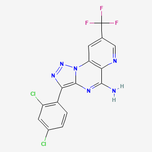 molecular formula C15H7Cl2F3N6 B2572168 3-(2,4-Dichlorophenyl)-8-(trifluoromethyl)pyrido[2,3-e][1,2,3]triazolo[1,5-a]pyrimidin-5-amine CAS No. 338420-39-6