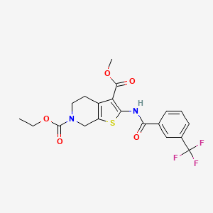 molecular formula C20H19F3N2O5S B2572177 6-ethyl 3-methyl 2-(3-(trifluoromethyl)benzamido)-4,5-dihydrothieno[2,3-c]pyridine-3,6(7H)-dicarboxylate CAS No. 864926-19-2