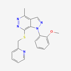 molecular formula C19H17N5OS B2572182 1-(2-methoxyphenyl)-4-methyl-7-((pyridin-2-ylmethyl)thio)-1H-pyrazolo[3,4-d]pyridazine CAS No. 1171094-65-7