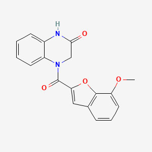 molecular formula C18H14N2O4 B2572183 4-(7-甲氧基苯并呋喃-2-羰基)-3,4-二氢喹喔啉-2(1H)-酮 CAS No. 915919-46-9