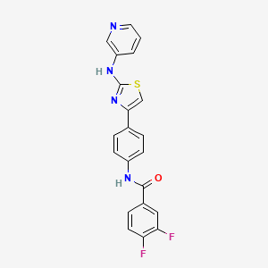 molecular formula C21H14F2N4OS B2572185 3,4-二氟基-N-(4-(2-(吡啶-3-基氨基)噻唑-4-基)苯基)苯甲酰胺 CAS No. 1797188-82-9