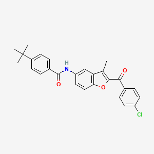 molecular formula C27H24ClNO3 B2572190 4-叔丁基-N-[2-(4-氯苯甲酰基)-3-甲基-1-苯并呋喃-5-基]苯甲酰胺 CAS No. 923245-05-0
