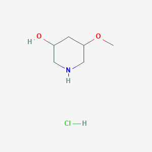 molecular formula C6H14ClNO2 B2572197 5-甲氧基哌啶-3-醇；盐酸盐 CAS No. 2305253-55-6