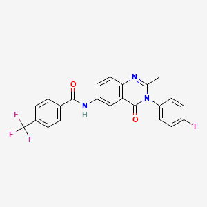 molecular formula C23H15F4N3O2 B2572208 N-(3-(4-fluorophenyl)-2-methyl-4-oxo-3,4-dihydroquinazolin-6-yl)-4-(trifluoromethyl)benzamide CAS No. 1105207-03-1