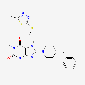 8-(4-benzylpiperidin-1-yl)-1,3-dimethyl-7-(2-((5-methyl-1,3,4-thiadiazol-2-yl)thio)ethyl)-1H-purine-2,6(3H,7H)-dione