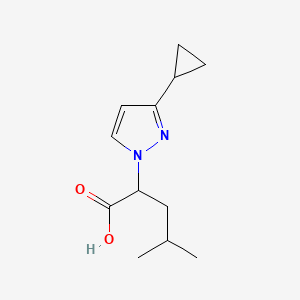 molecular formula C12H18N2O2 B2572212 2-(3-Cyclopropylpyrazol-1-yl)-4-methylpentanoic acid CAS No. 1875339-55-1