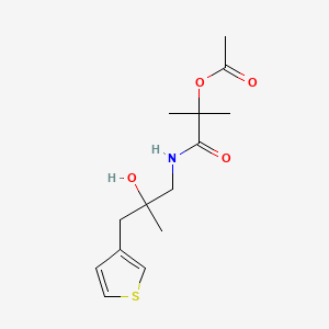 molecular formula C14H21NO4S B2572220 1-{[2-Hydroxy-2-methyl-3-(thiophen-3-yl)propyl]carbamoyl}-1-methylethyl acetate CAS No. 2097891-05-7