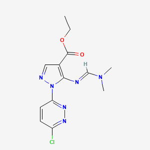 (E)-ethyl 1-(6-chloropyridazin-3-yl)-5-(((dimethylamino)methylene)amino)-1H-pyrazole-4-carboxylate