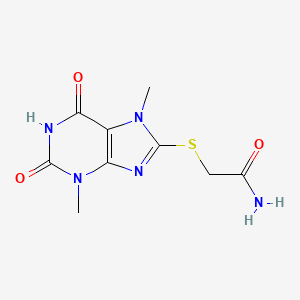 molecular formula C9H11N5O3S B2572234 2-(3,7-Dimethyl-2,6-dioxopurin-8-yl)sulfanylacetamide CAS No. 313470-69-8