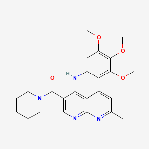 7-methyl-3-(piperidine-1-carbonyl)-N-(3,4,5-trimethoxyphenyl)-1,8-naphthyridin-4-amine