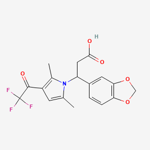 molecular formula C18H16F3NO5 B2572251 3-(1,3-benzodioxol-5-yl)-3-[2,5-dimethyl-3-(2,2,2-trifluoroacetyl)-1H-pyrrol-1-yl]propanoic acid CAS No. 866040-41-7