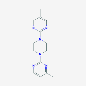 molecular formula C14H18N6 B2572257 4-Methyl-2-[4-(5-methylpyrimidin-2-yl)piperazin-1-yl]pyrimidine CAS No. 2415492-11-2