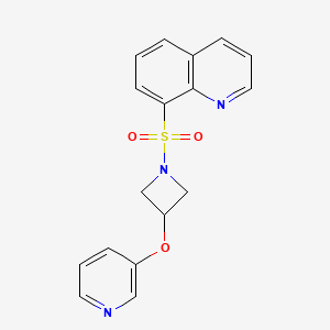 molecular formula C17H15N3O3S B2572258 8-((3-(Pyridin-3-yloxy)azetidin-1-yl)sulfonyl)quinoline CAS No. 1903856-39-2