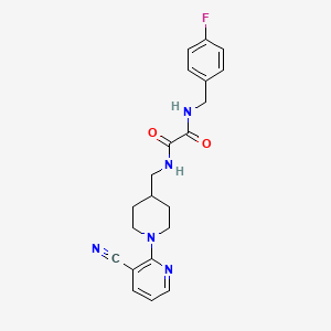 molecular formula C21H22FN5O2 B2572270 N1-((1-(3-cyanopyridin-2-yl)piperidin-4-yl)methyl)-N2-(4-fluorobenzyl)oxalamide CAS No. 1797954-70-1