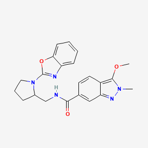 molecular formula C22H23N5O3 B2572277 N-((1-(benzo[d]oxazol-2-yl)pyrrolidin-2-yl)methyl)-3-methoxy-2-methyl-2H-indazole-6-carboxamide CAS No. 1795477-24-5