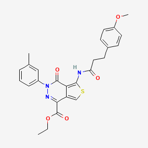 Ethyl 5-(3-(4-methoxyphenyl)propanamido)-4-oxo-3-(m-tolyl)-3,4-dihydrothieno[3,4-d]pyridazine-1-carboxylate