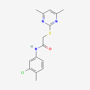 molecular formula C15H16ClN3OS B2572284 N-(3-Chloro-4-methylphenyl)-2-((4,6-dimethylpyrimidin-2-yl)thio)acetamide CAS No. 312266-80-1