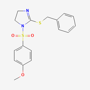 molecular formula C17H18N2O3S2 B2572288 2-Benzylsulfanyl-1-(4-methoxyphenyl)sulfonyl-4,5-dihydroimidazole CAS No. 868216-64-2