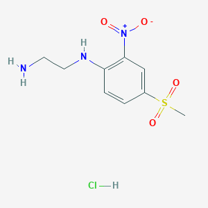 molecular formula C9H14ClN3O4S B2572303 N-(2-Aminoethyl)-4-methanesulfonyl-2-nitroaniline hydrochloride CAS No. 1052547-98-4
