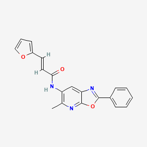 molecular formula C20H15N3O3 B2572305 (E)-3-(furan-2-yl)-N-(5-methyl-2-phenyloxazolo[5,4-b]pyridin-6-yl)acrylamide CAS No. 2035021-70-4