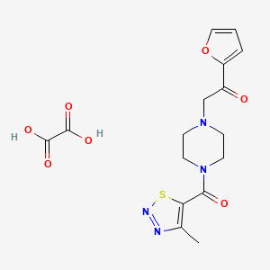 molecular formula C16H18N4O7S B2572308 1-(Furan-2-yl)-2-(4-(4-methyl-1,2,3-thiadiazole-5-carbonyl)piperazin-1-yl)ethanone oxalate CAS No. 1351658-27-9