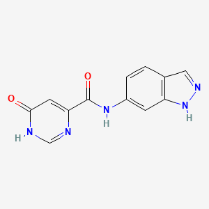 molecular formula C12H9N5O2 B2572309 6-hydroxy-N-(1H-indazol-6-yl)pyrimidine-4-carboxamide CAS No. 2034621-61-7