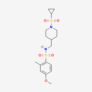 molecular formula C17H26N2O5S2 B2572314 N-((1-(cyclopropylsulfonyl)piperidin-4-yl)methyl)-4-methoxy-2-methylbenzenesulfonamide CAS No. 1235358-39-0