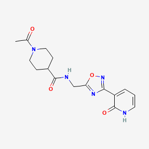 molecular formula C16H19N5O4 B2572319 1-acetyl-N-((3-(2-oxo-1,2-dihydropyridin-3-yl)-1,2,4-oxadiazol-5-yl)methyl)piperidine-4-carboxamide CAS No. 1903715-84-3
