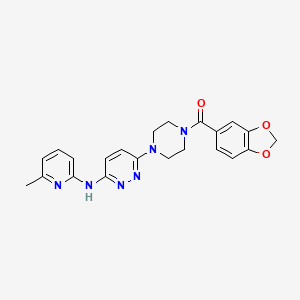 molecular formula C22H22N6O3 B2572320 Benzo[d][1,3]dioxol-5-yl(4-(6-((6-methylpyridin-2-yl)amino)pyridazin-3-yl)piperazin-1-yl)methanone CAS No. 1021248-64-5