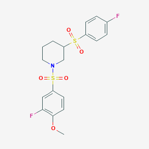 1-(3-fluoro-4-methoxybenzenesulfonyl)-3-(4-fluorobenzenesulfonyl)piperidine