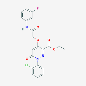 molecular formula C21H17ClFN3O5 B2572325 Ethyl 1-(2-chlorophenyl)-4-(2-((3-fluorophenyl)amino)-2-oxoethoxy)-6-oxo-1,6-dihydropyridazine-3-carboxylate CAS No. 899993-25-0