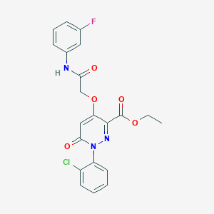 molecular formula C21H17ClFN3O5 B2572325 1-(2-クロロフェニル)-4-(2-((3-フルオロフェニル)アミノ)-2-オキソエトキシ)-6-オキソ-1,6-ジヒドロピリダジン-3-カルボン酸エチル CAS No. 899993-25-0