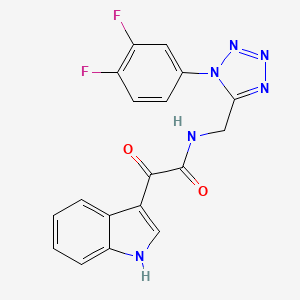 molecular formula C18H12F2N6O2 B2572328 N-((1-(3,4-difluorophenyl)-1H-tetrazol-5-yl)methyl)-2-(1H-indol-3-yl)-2-oxoacetamide CAS No. 941922-28-7