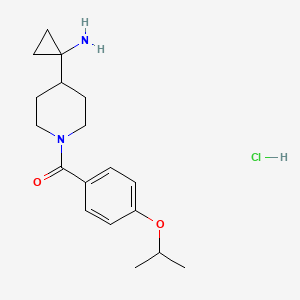 molecular formula C18H27ClN2O2 B2572330 [4-(1-Aminocyclopropyl)piperidin-1-yl]-(4-propan-2-yloxyphenyl)methanone;hydrochloride CAS No. 2418729-14-1