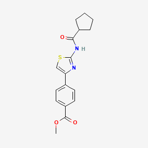 molecular formula C17H18N2O3S B2572333 Methyl 4-(2-(cyclopentanecarboxamido)thiazol-4-yl)benzoate CAS No. 1171469-48-9