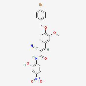 (E)-3-[4-[(4-bromophenyl)methoxy]-3-methoxyphenyl]-2-cyano-N-(2-hydroxy-4-nitrophenyl)prop-2-enamide