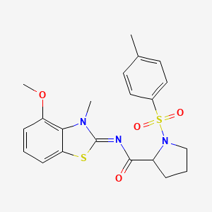 (E)-N-(4-methoxy-3-methylbenzo[d]thiazol-2(3H)-ylidene)-1-tosylpyrrolidine-2-carboxamide