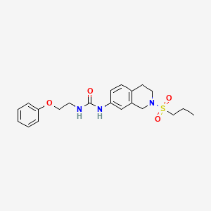 molecular formula C21H27N3O4S B2572341 1-(2-Phenoxyethyl)-3-(2-(propylsulfonyl)-1,2,3,4-tetrahydroisoquinolin-7-yl)urea CAS No. 1396713-02-2