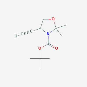 molecular formula C12H19NO3 B2572346 tert-Butyl 4-ethynyl-2,2-dimethyloxazolidine-3-carboxylate CAS No. 1087043-97-7