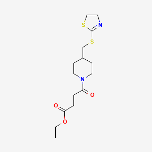 Ethyl 4-(4-(((4,5-dihydrothiazol-2-yl)thio)methyl)piperidin-1-yl)-4-oxobutanoate