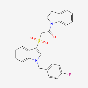 molecular formula C25H21FN2O3S B2572359 2-((1-(4-fluorobenzyl)-1H-indol-3-yl)sulfonyl)-1-(indolin-1-yl)ethanone CAS No. 686744-04-7