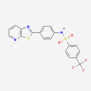 molecular formula C19H12F3N3O2S2 B2572365 N-(4-(thiazolo[5,4-b]pyridin-2-yl)phenyl)-4-(trifluoromethyl)benzenesulfonamide CAS No. 2320728-13-8