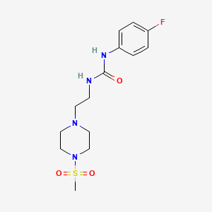 molecular formula C14H21FN4O3S B2572386 1-(4-Fluorophenyl)-3-(2-(4-(methylsulfonyl)piperazin-1-yl)ethyl)urea CAS No. 1207003-80-2