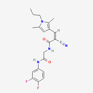 molecular formula C21H22F2N4O2 B2572390 (Z)-2-cyano-N-[2-(3,4-difluoroanilino)-2-oxoethyl]-3-(2,5-dimethyl-1-propylpyrrol-3-yl)prop-2-enamide CAS No. 1182422-44-1